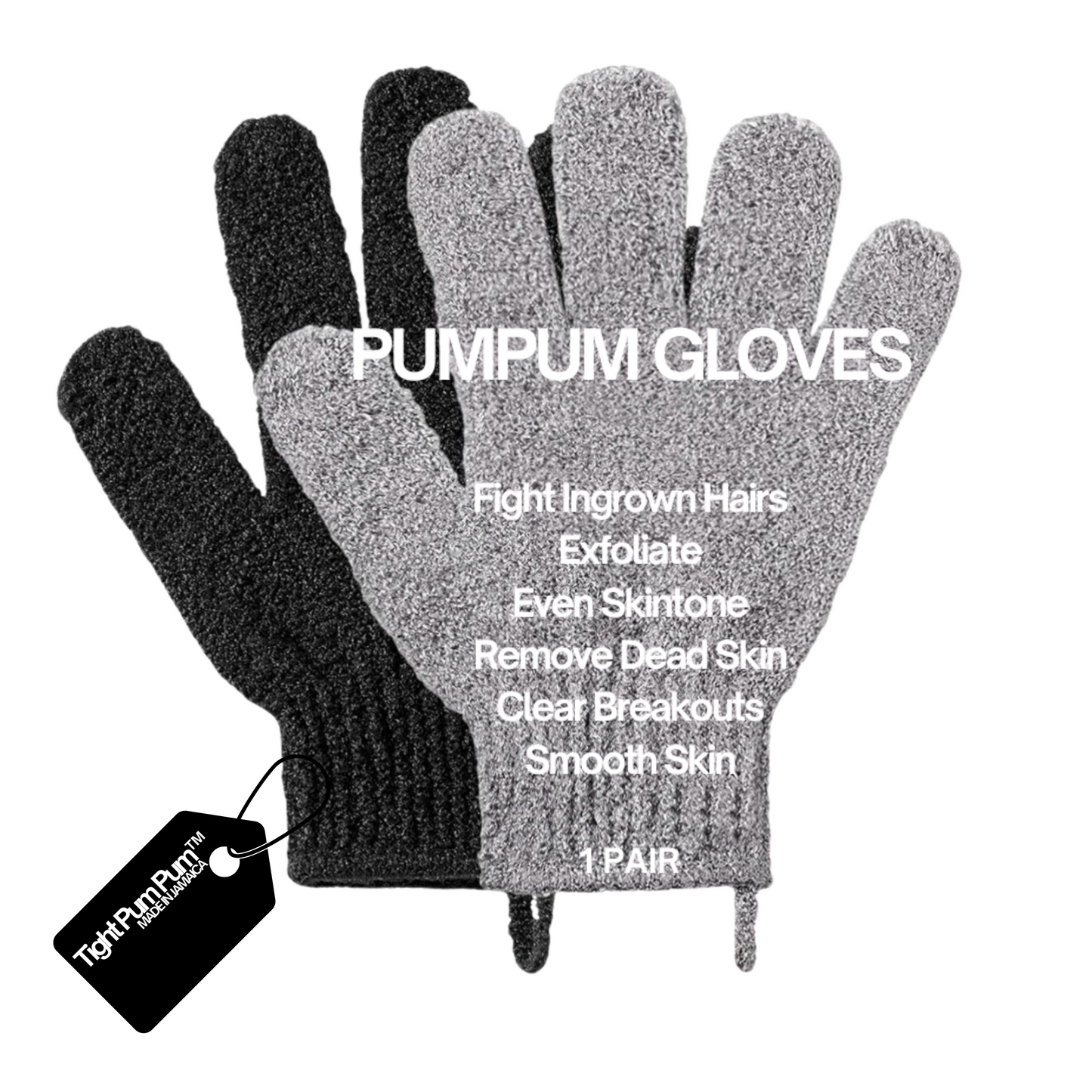 Bright Pum Pum Gloves Exfoliation, Browning, Bright, Tumeric Kojic Acid Lighten Dark 1 Pair